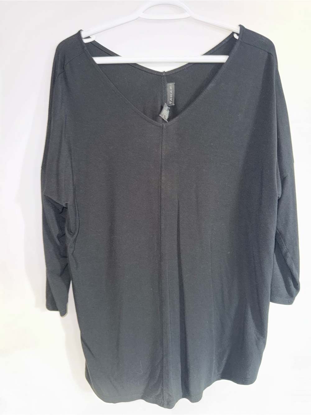 Tahari Black V-Neck Dolman Sleeve Tunic